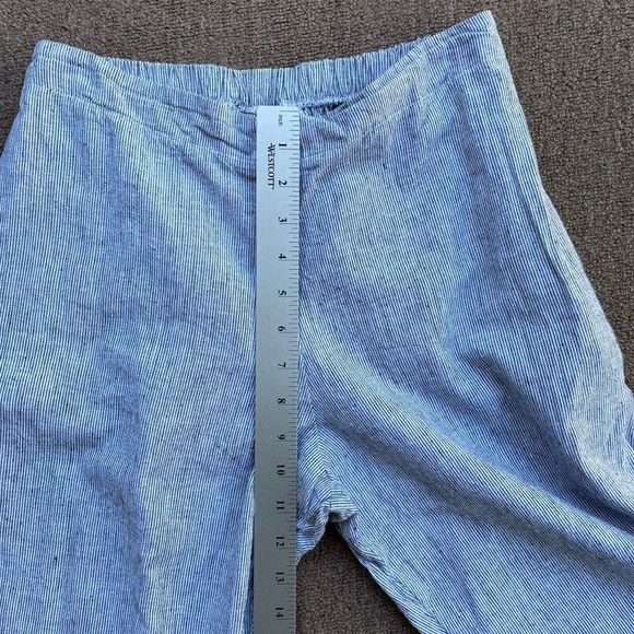 goddess gear linen cotton cropped pants gray white stripe S wide leg lagenlook - Picture 5 of 10